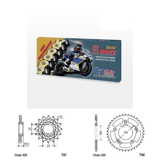 Řetězová sada s ČZ HX-ring GOLD DUCATI 999 S (03-06) rok 03-06