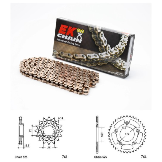 Řetězová sada EK QX-ring GOLD DUCATI 999 S (03-06) rok 03-06