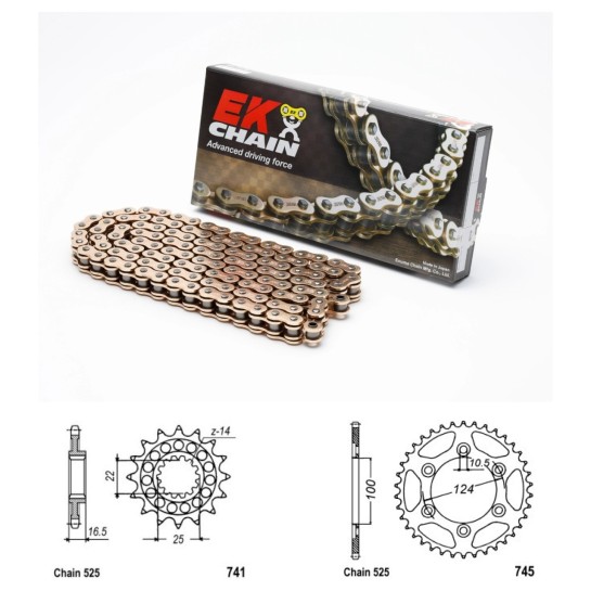 Řetězová sada EK QX-ring GOLD DUCATI 1000 Sport (06) rok 06