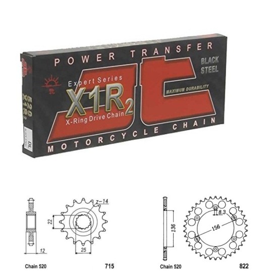 Řetězová sada JT X-ring GAS GAS 300 EC, Racing rok 01-17