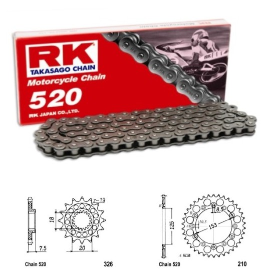 Řetězová sada RK HONDA CR 125 R  rok 00-02