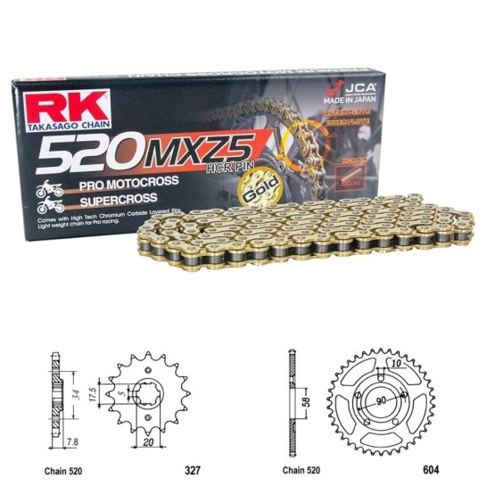 Řetězová sada RK MXZ5 GOLD HONDA NSR 125 R (99-01) rok 99-01 