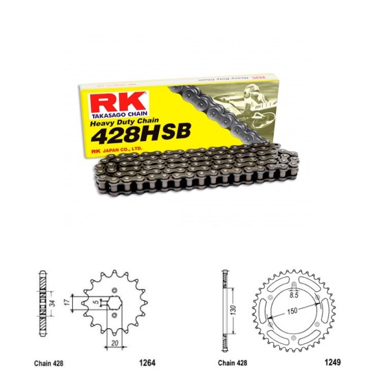 Řetězová sada RK HSB Heavy Duty HONDA XLR 125 R rok 98-02