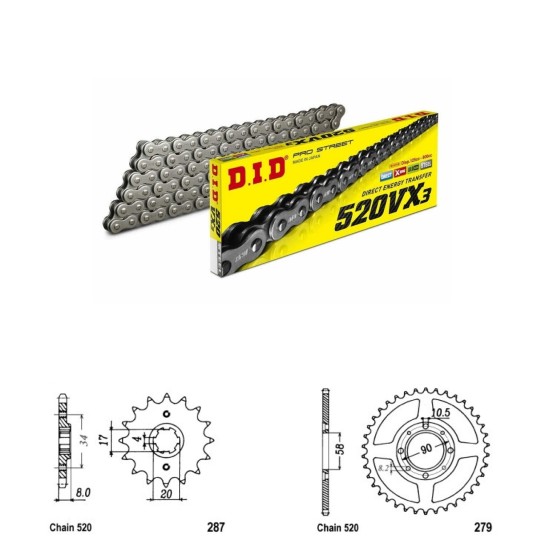 DID Řetězová sada D.I.D X-ring HONDA CB 250 Night Hawk rok 9...