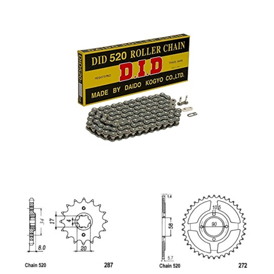 DID Řetězová sada D.I.D HONDA CB 250 N Two Fifty rok 92-00 