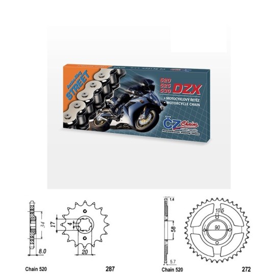 Řetězová sada s ČZ X-ring HONDA CB 250 N Two Fifty rok 92-00 