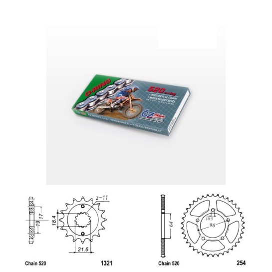 Řetězová sada s ČZ O-ring HONDA CBF 250 rok 04-06 