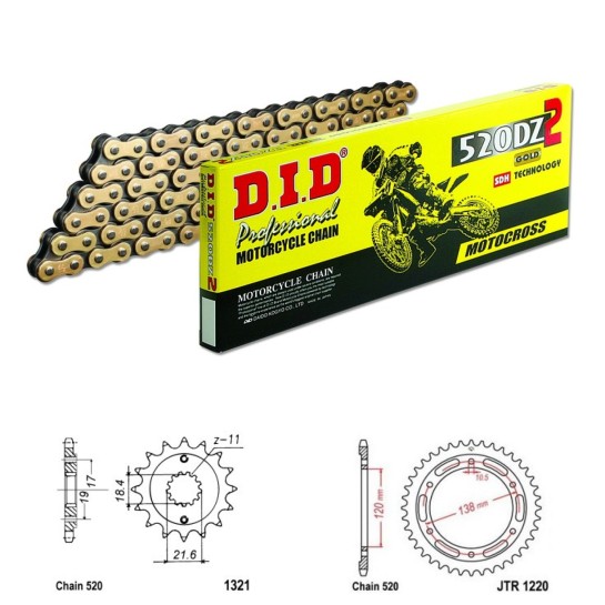 DID Řetězová sada D.I.D Special GOLD HONDA CBR 250 R rok 11-15 
