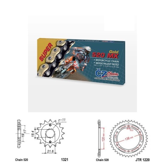 Řetězová sada s ČZ MX GOLD HONDA CBR 250 R rok 11-15