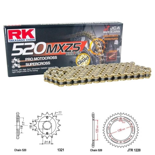 Řetězová sada RK MXZ5 GOLD HONDA CBR 250 R rok 11-15 