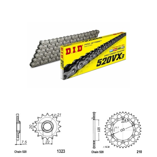 DID Řetězová sada D.I.D X-ring HONDA CRF 250 R rok 04-10