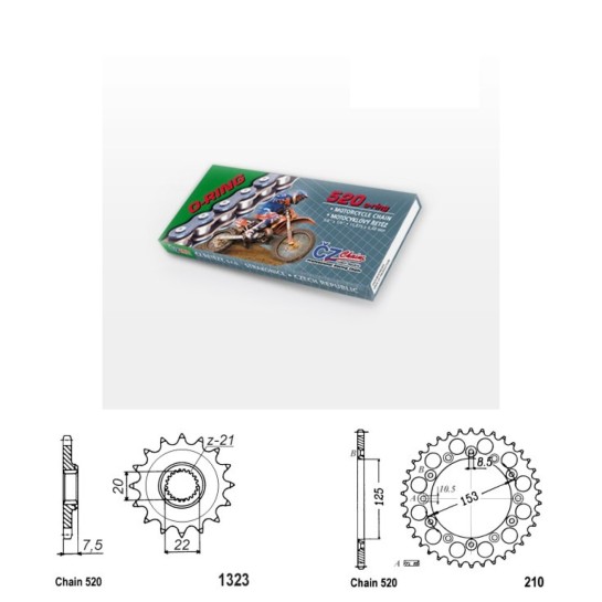 Řetězová sada s ČZ O-ring HONDA CRF 250 R rok 04-10