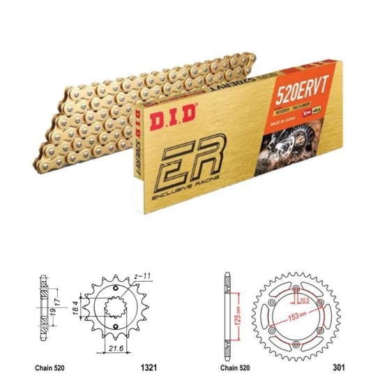 DID Řetězová sada D.I.D X.ring Exclusive Racing GOLD HONDA C...