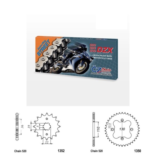 Řetězová sada s ČZ X-ring HONDA TRX 300 EX Fourtrax rok 93-00