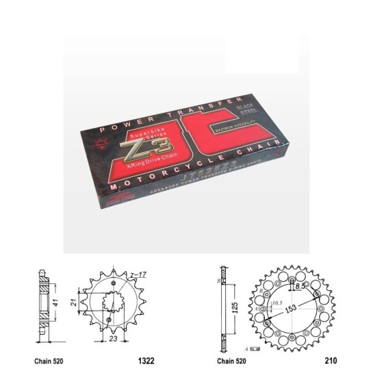 Řetězová sada JT ZX-ring HONDA XR 400 rok 96-04