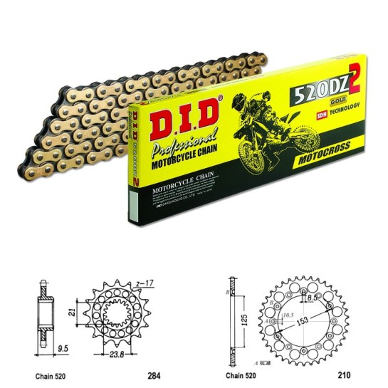 DID Řetězová sada D.I.D Special GOLD HONDA CRF 450 R rok 02-03 