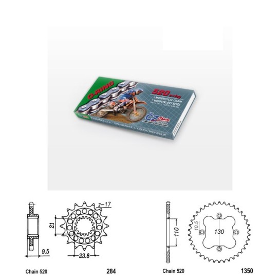 Řetězová sada s ČZ O-ring HONDA TRX 450R rok 04-05 