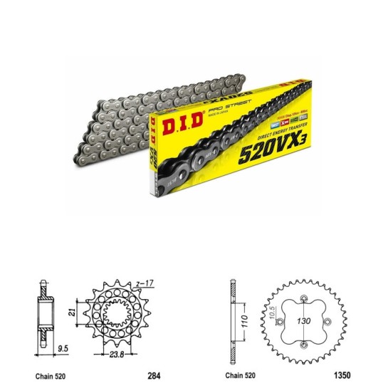 DID Řetězová sada D.I.D X-ring HONDA TRX 450R rok 06-08