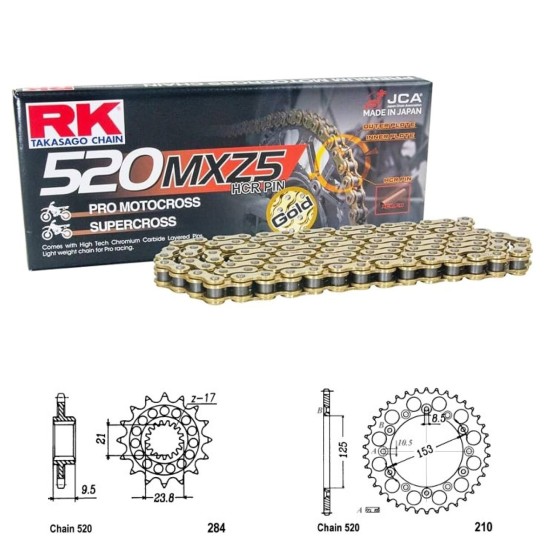 Řetězová sada RK MXZ5 GOLD HONDA CR 500 rok 92-01