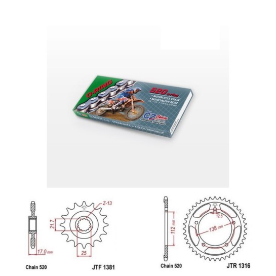 Řetězová sada s ČZ O-ring HONDA CB 500 F rok 13-21