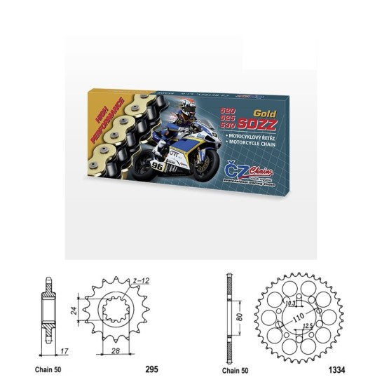 Řetězová sada s ČZ HX-ring GOLD HONDA CBR 600 F rok 87-90