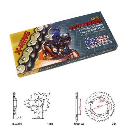 Řetězová sada s ČZ X-ring GOLD HONDA XR 650 L rok 93-25