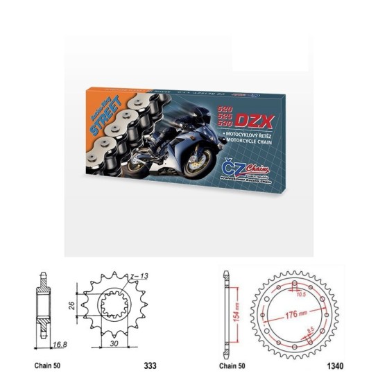 Řetězová sada s ČZ X-ring HONDA VFR 750 rok 90-98