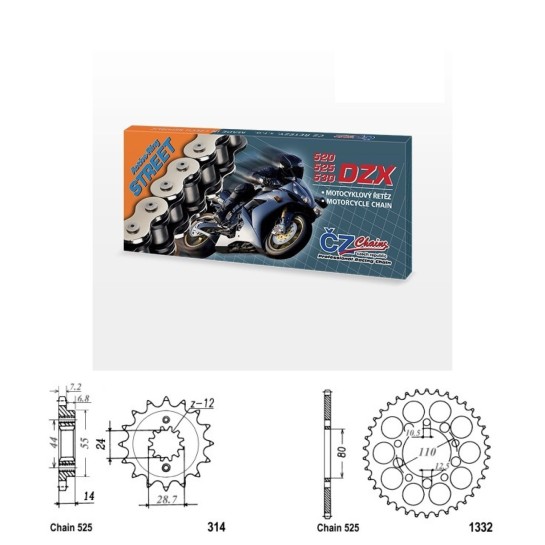 Řetězová sada s ČZ X-ring HONDA XRV 750 Africa Twin rok 90-92