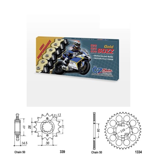 Řetězová sada s ČZ HX-ring GOLD HONDA CBR 1000 F rok 96-00
