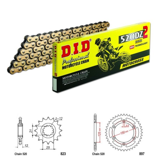 DID Řetězová sada D.I.D Special GOLD HUSABERG FE 450 rok 04-08 