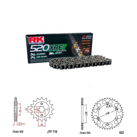 Řetězová sada RK W-ring HUSQVARNA 125 CR rok 90-94