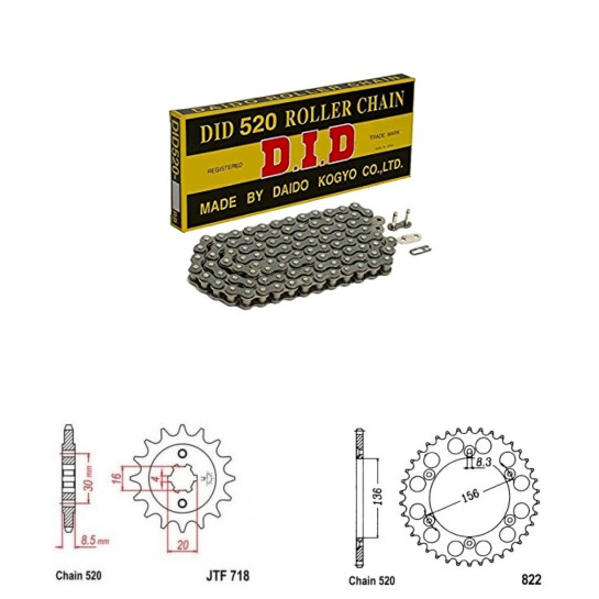 DID Řetězová sada D.I.D HUSQVARNA 125 CR rok 90-94 