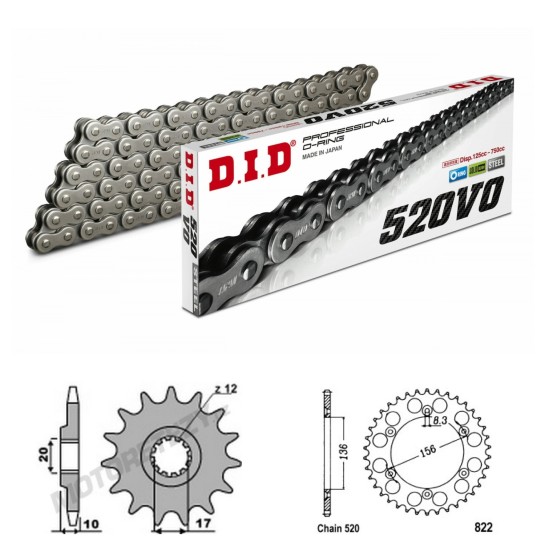 DID Řetězová sada D.I.D O-ring HUSQVARNA 125 CR rok 10-12