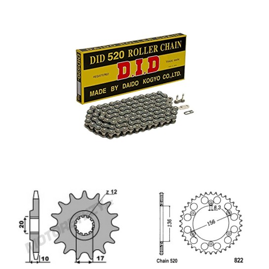 DID Řetězová sada D.I.D HUSQVARNA 125 WR rok 98-13