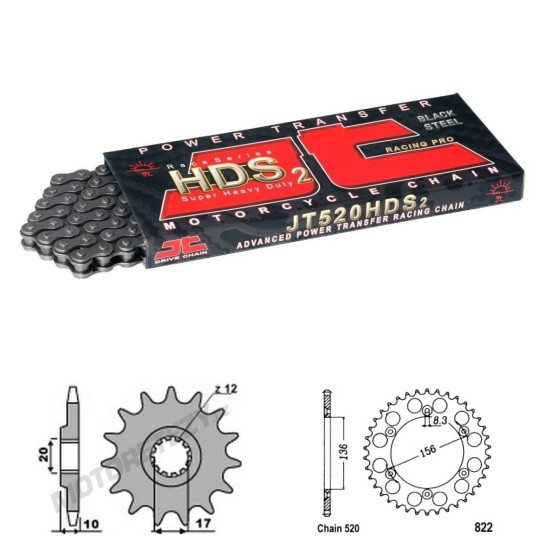 Řetězová sada JT HUSQVARNA 125 WR rok 98-13