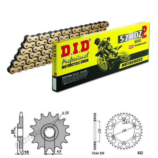 DID Řetězová sada D.I.D Special GOLD HUSQVARNA 125 WR rok 98-13 