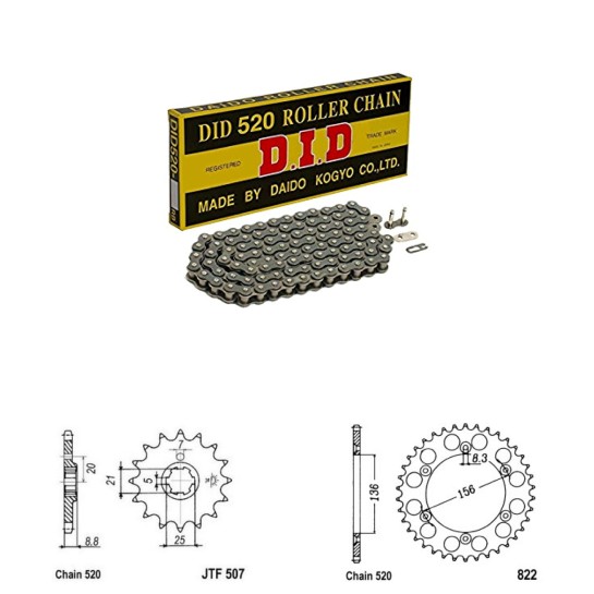 DID Řetězová sada D.I.D HUSQVARNA 250 WR rok 92-98 