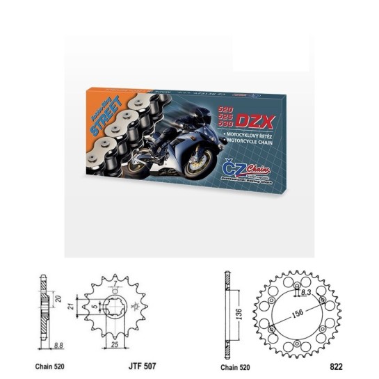 Řetězová sada s ČZ X-ring HUSQVARNA 250 WR rok 92-98