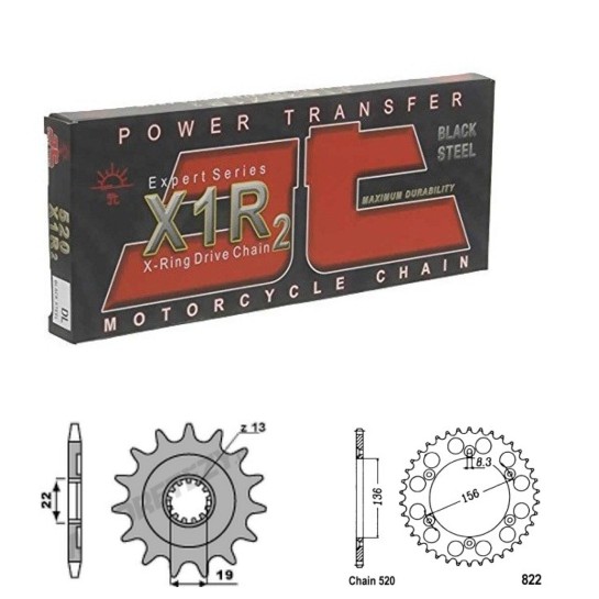 Řetězová sada JT X-ring HUSQVARNA 250 TE (11-13) rok 11-13 