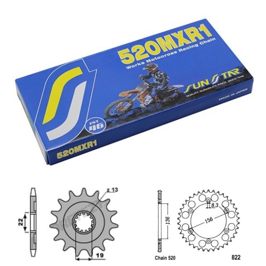 Řetězová sada SUNSTAR MXR1 HUSQVARNA 310 TE rok 11-13 