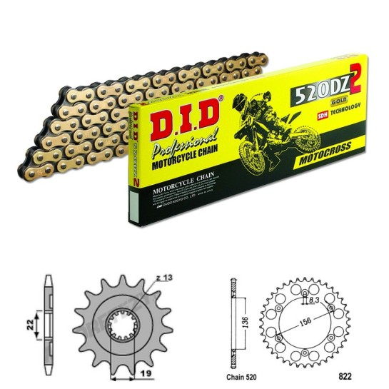 DID Řetězová sada D.I.D Special GOLD HUSQVARNA 310 TE rok 11-13 