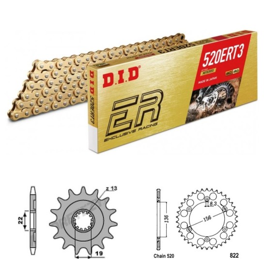 DID Řetězová sada D.I.D Exclusive Racing GOLD HUSQVARNA 310 ...