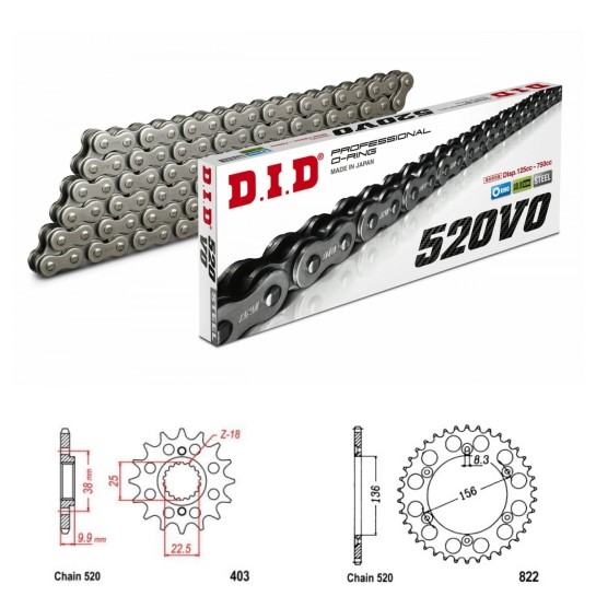 DID Řetězová sada D.I.D O-ring HUSQVARNA 449 TC rok 11-12