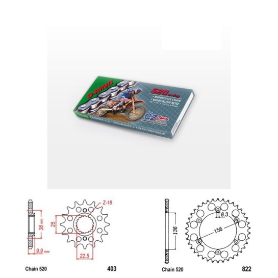 Řetězová sada s ČZ O-ring HUSQVARNA 449 TC rok 11-12