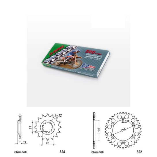 Řetězová sada s ČZ O-ring HUSQVARNA 450 SM rok 03-04