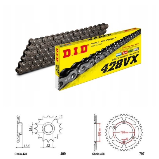 DID Řetězová sada D.I.D X-ring KAWASAKI KLX 125 rok 03-06 