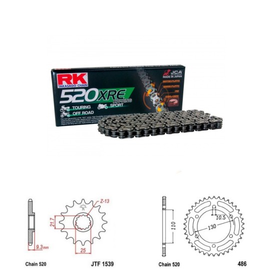 Řetězová sada RK W-ring KAWASAKI EX 250 R Ninja rok 08-14