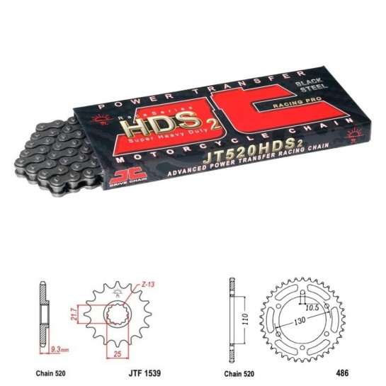 Řetězová sada JT KAWASAKI EX 250 R Ninja rok 08-14 