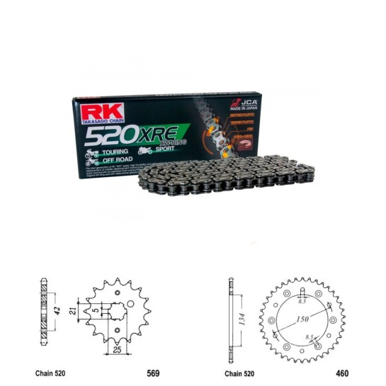 Řetězová sada RK W-ring KAWASAKI KLX 250 S rok 93-99