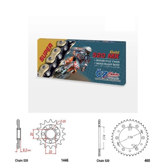 Řetězová sada s ČZ MX GOLD KAWASAKI KX 250 F rok 11-25